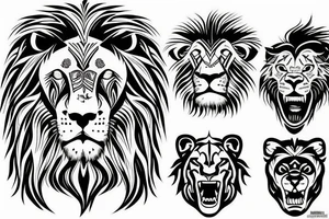 A lion with their face roaring tattoo idea