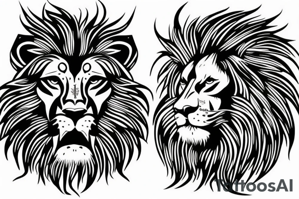 A lion with their face roaring tattoo idea
