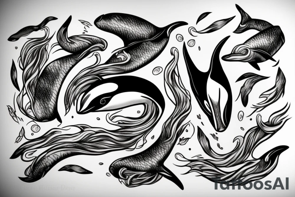 Flowing orca tattoo idea