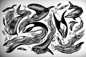 Flowing orca tattoo idea