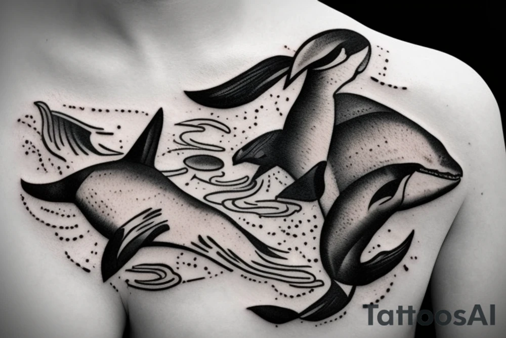 Orca with water around it tattoo idea