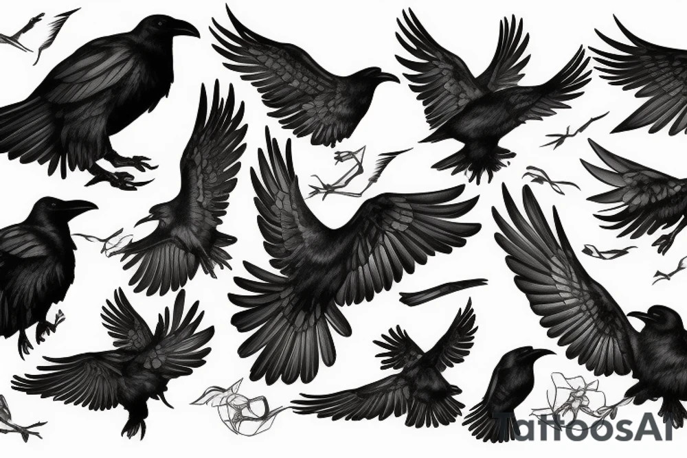 Flying raven tattoo idea