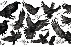 Flying raven tattoo idea