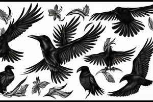 Flying raven tattoo idea
