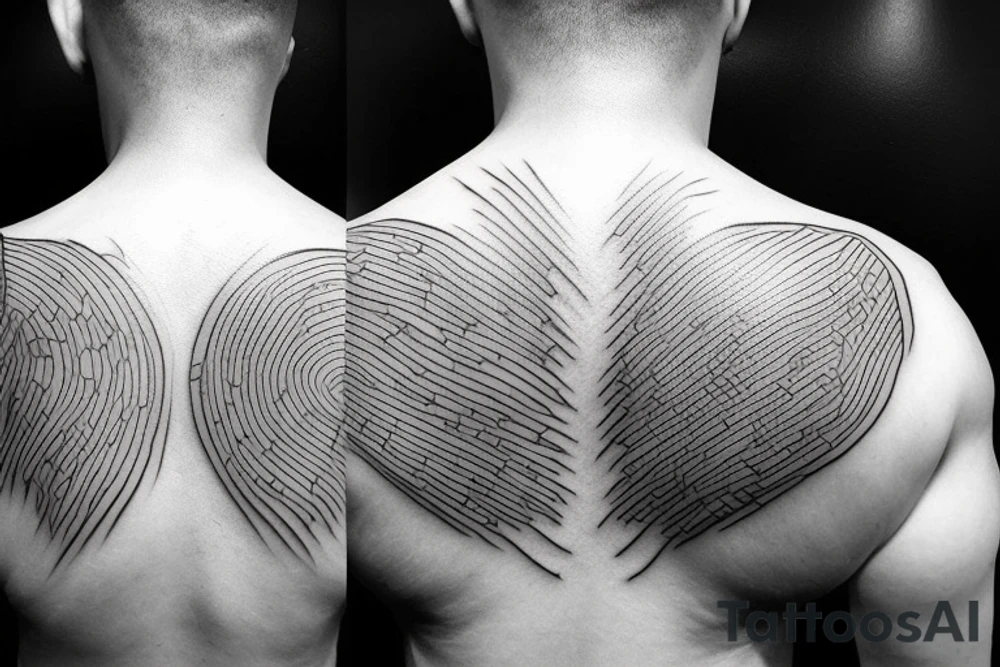 Red lines on man’s back tattoo idea