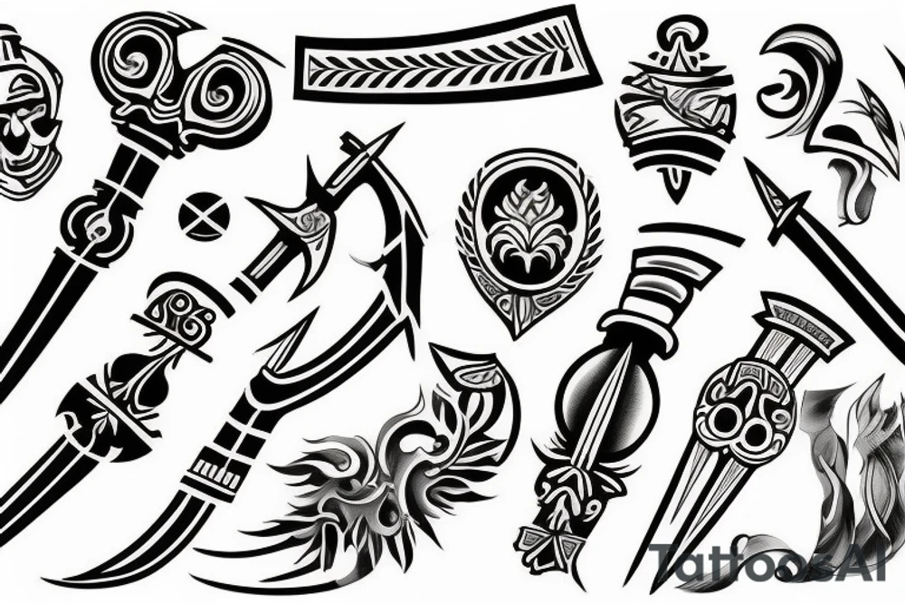 greek weapons tattoo idea