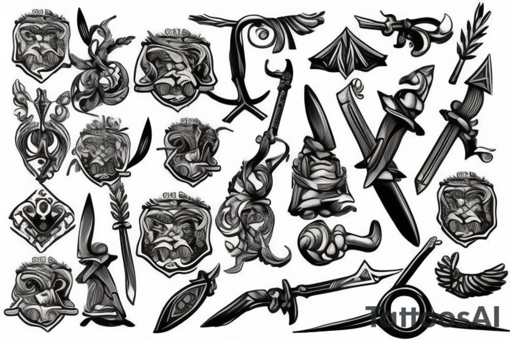 greek weapons tattoo idea