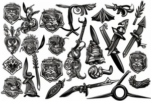 greek weapons tattoo idea