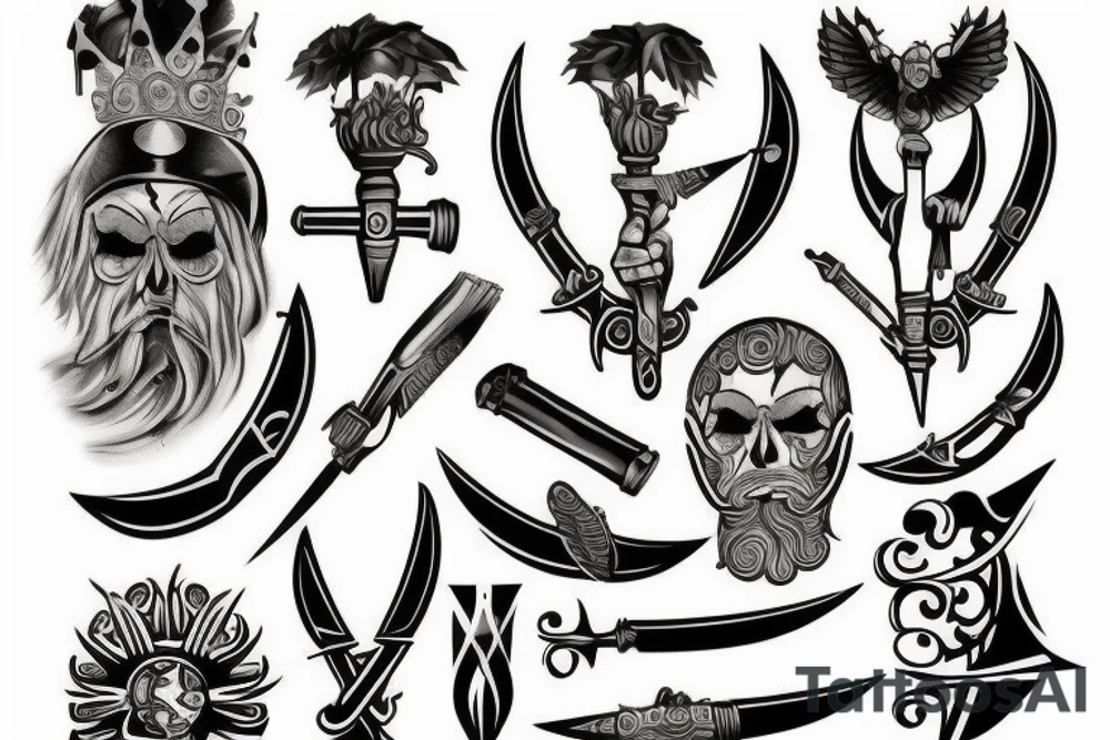 greek weapons tattoo idea