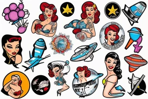 Astronaut pin up girl tattoo idea