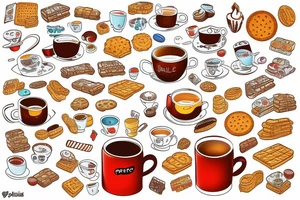 Parle g biscuit with hot tea in a cup tattoo idea