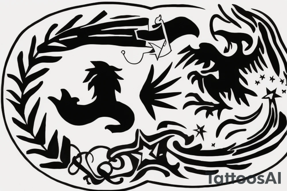 Trinidad and Tobago, United States of America, United Kingdom flag inspired logo tattoo idea