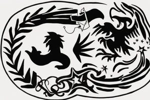 Trinidad and Tobago, United States of America, United Kingdom flag inspired logo tattoo idea