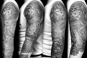 sleeve with Lotus flower and koi fish on top and antique clock tattoo idea