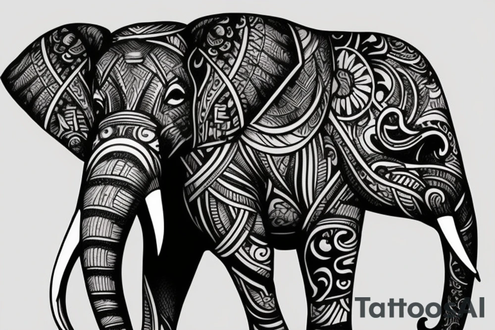 Elephant Crest with names underneath it tattoo idea