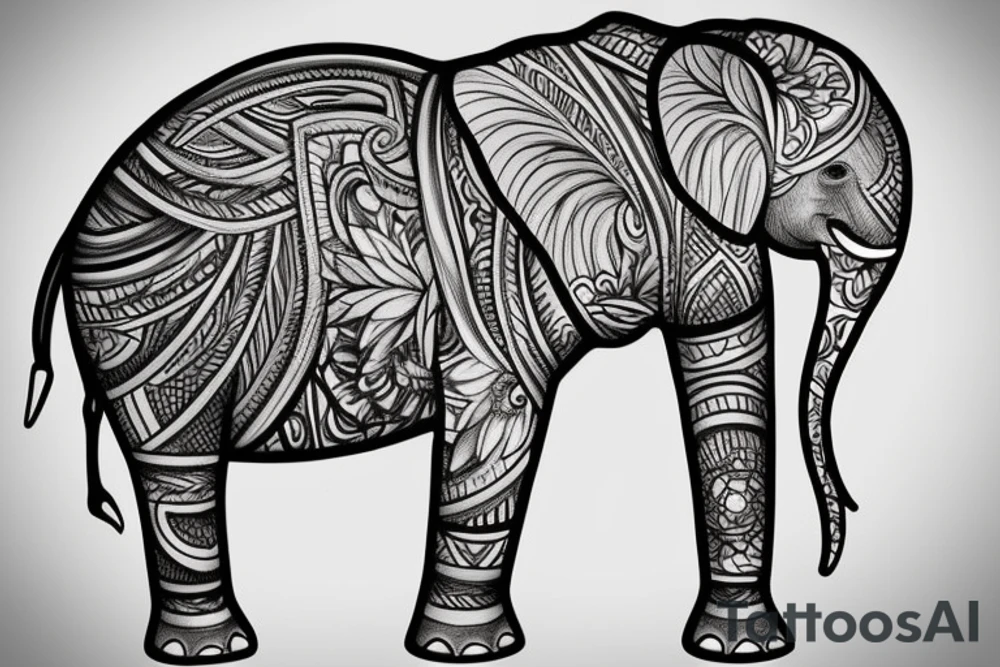 Elephant Crest with names underneath it tattoo idea