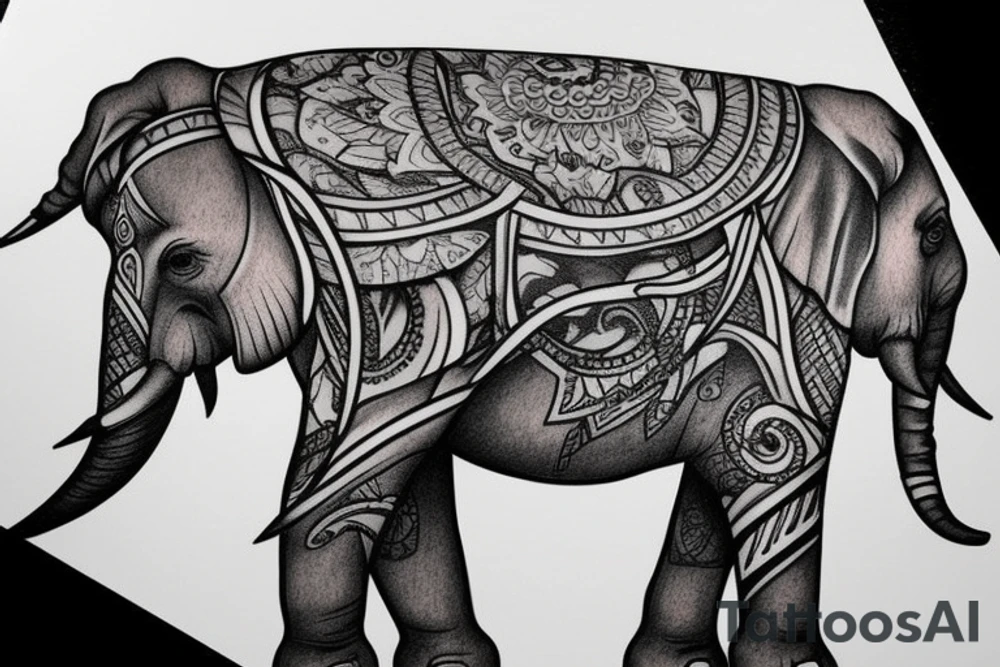 Elephant Crest with names underneath it tattoo idea