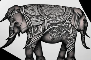Elephant Crest with names underneath it tattoo idea