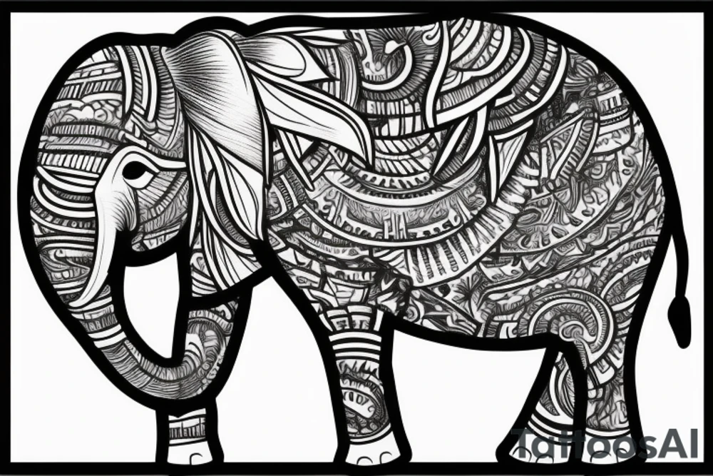 Elephant Crest with names underneath it tattoo idea