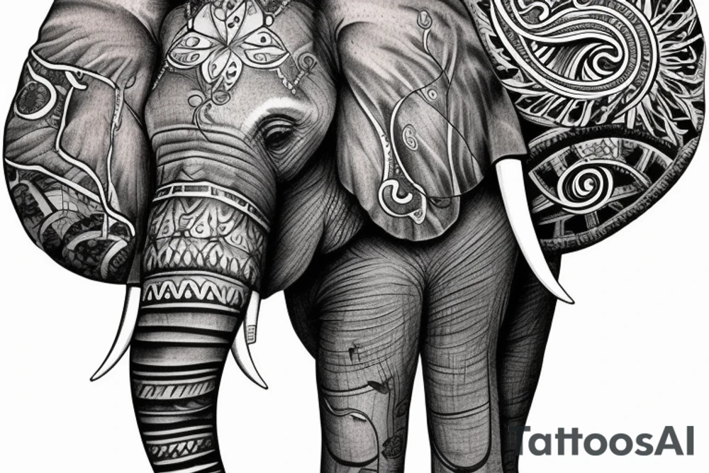 Elephant Crest with names underneath it tattoo idea