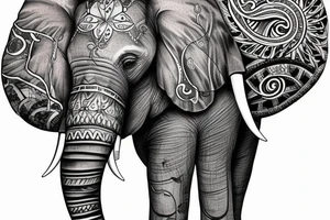 Elephant Crest with names underneath it tattoo idea
