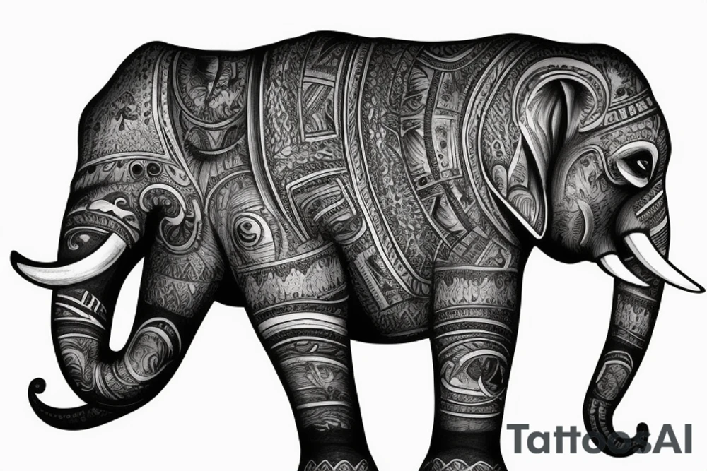 Elephant Crest with names underneath it tattoo idea
