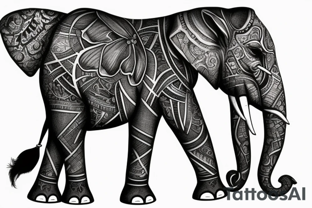 Elephant Crest with names underneath it tattoo idea