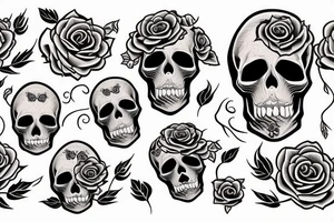 skull with roses tattoo idea