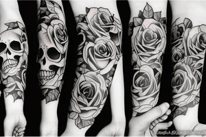 skull with roses tattoo idea