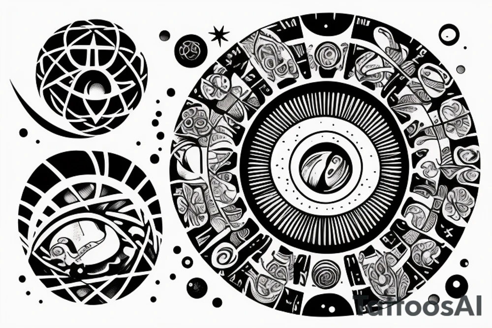 Spine with Kukulcan wrapped around with the sun a different moons phases tattoo idea