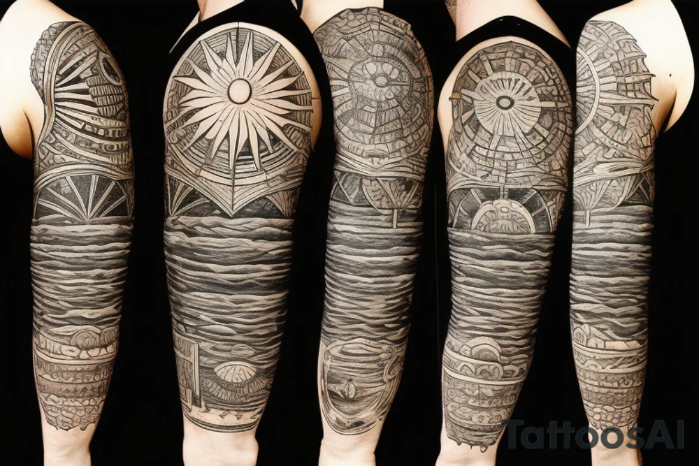 Spine with Kukulcan wrapped around with the sun a different moons phases tattoo idea