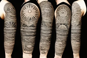 Spine with Kukulcan wrapped around with the sun a different moons phases tattoo idea