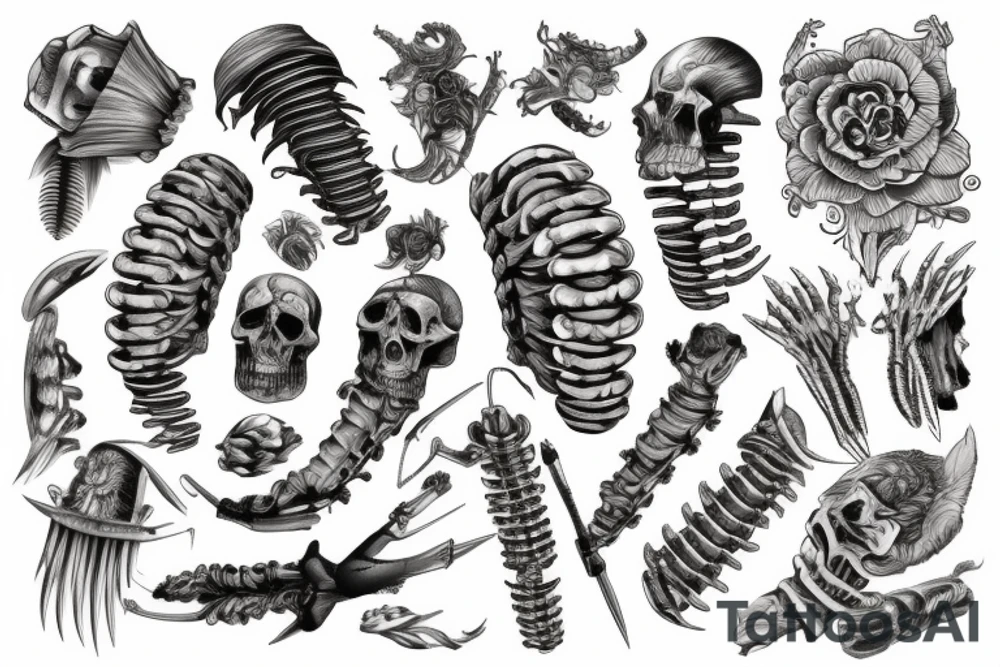 Human Spine with Kukulcan wrapped around tattoo idea