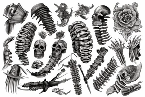 Human Spine with Kukulcan wrapped around tattoo idea