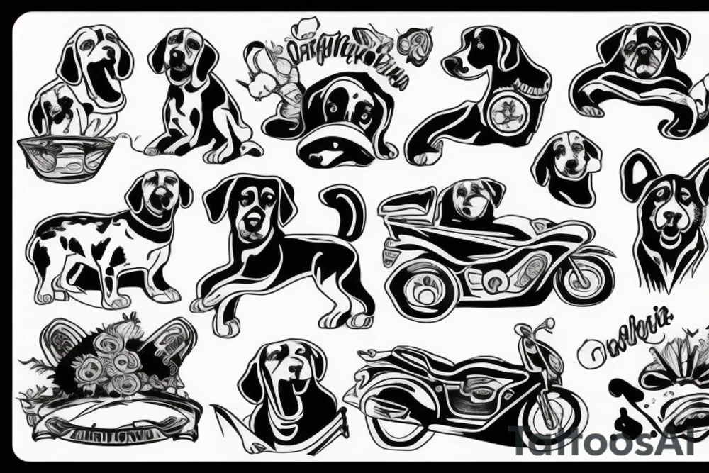 dog riding in a car tattoo idea