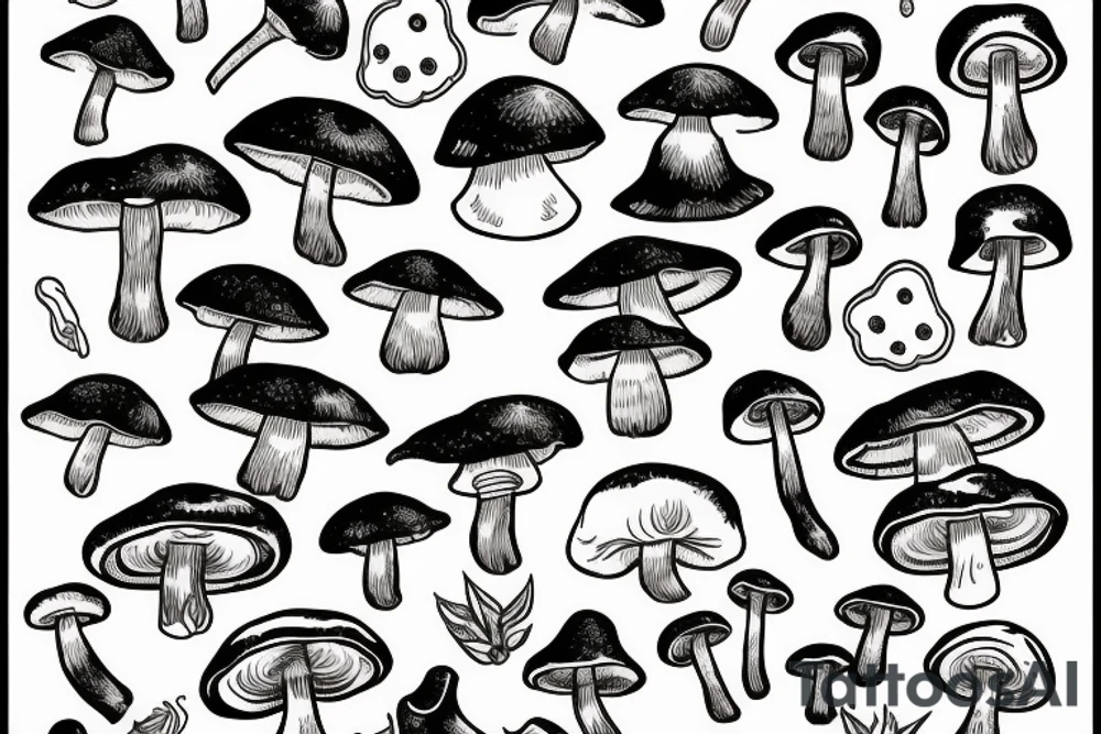 Mushrooms like in a fairytale tattoo idea