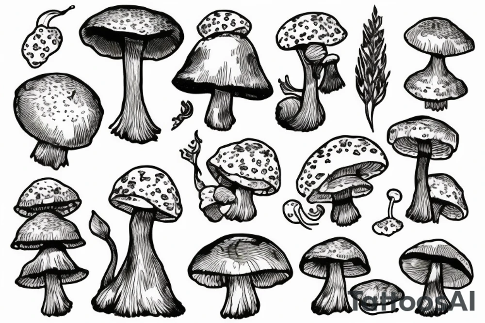 Mushrooms like in a fairytale tattoo idea