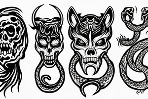 Grim reaper, woman, wolf, snake tattoo idea