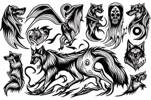 Grim reaper riding a giant wolf tattoo idea
