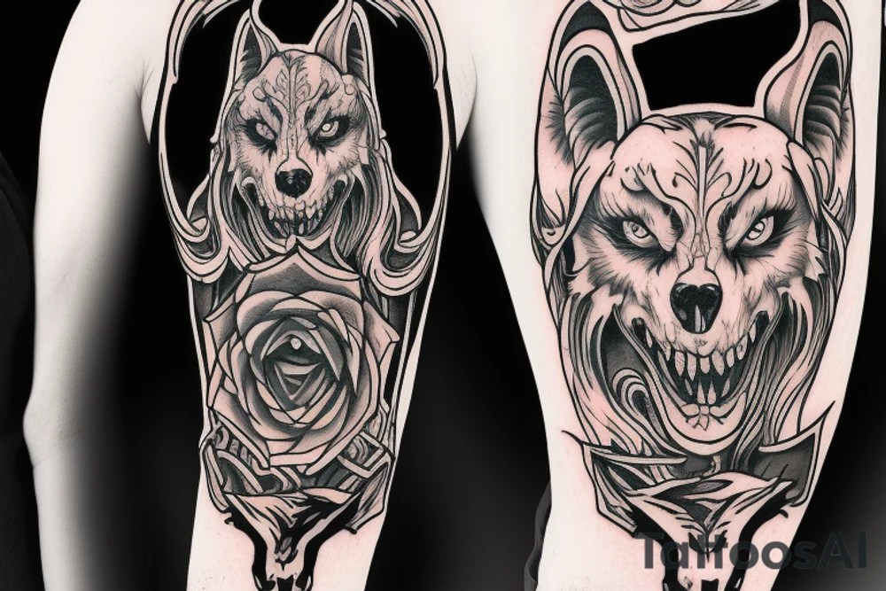 Grim reaper riding a giant wolf tattoo idea