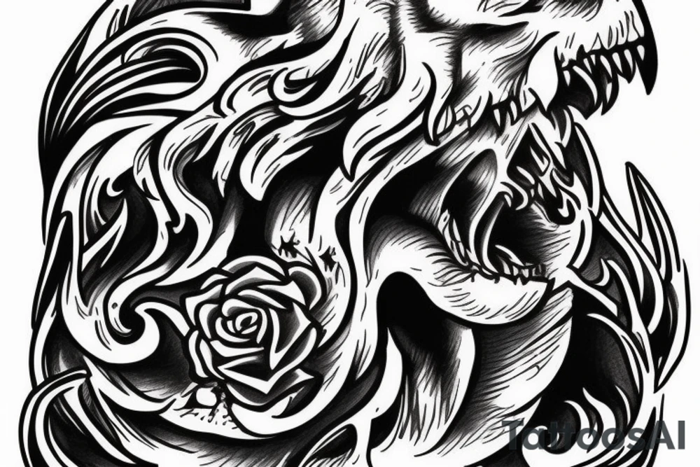 Grim reaper riding a giant wolf tattoo idea