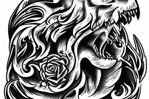 Grim reaper riding a giant wolf tattoo idea