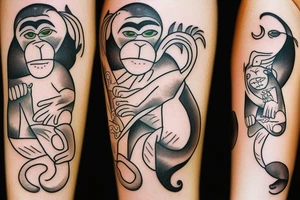 Big monkey with little cat tattoo idea