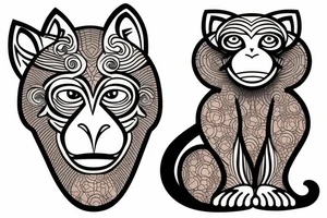Big monkey with little cat tattoo idea