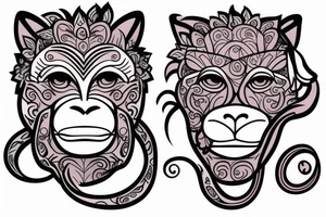 Big monkey with little cat tattoo idea
