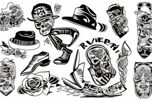 river with a man standing in the middle of it tattoo idea