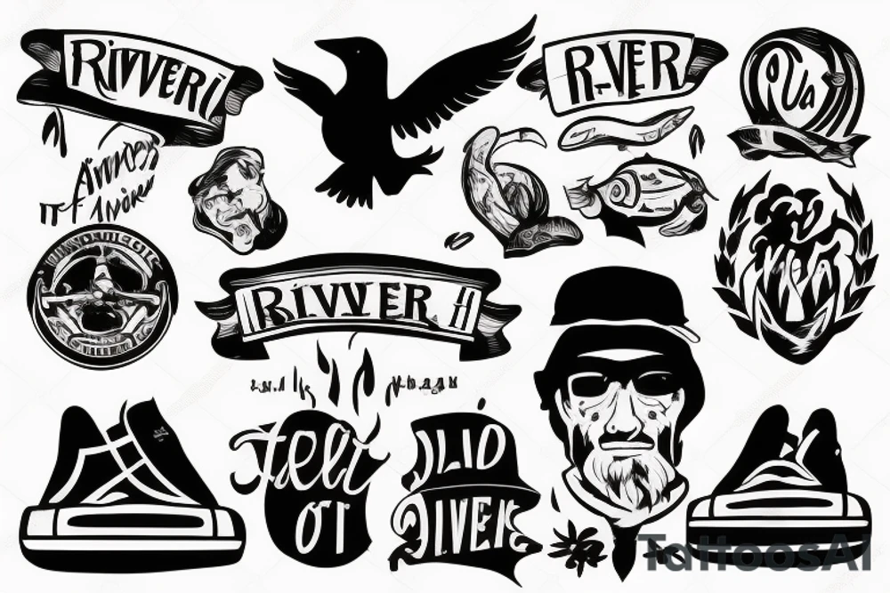 river with a man standing in the middle of it tattoo idea
