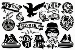 river with a man standing in the middle of it tattoo idea