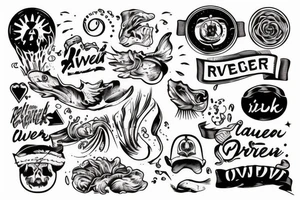 river with a man standing in the middle of it tattoo idea