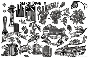 Downtown Seattle and Tacoma Washington tattoo idea